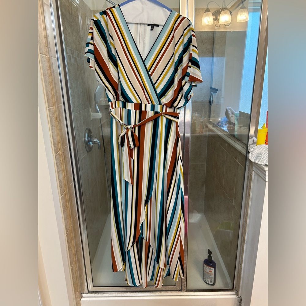 Luxology High Low Striped Dress - Multicolor